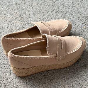 Dolce Vita Bone Suede Espadrille Platform Loafers